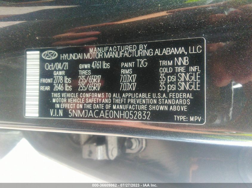 2022 HYUNDAI TUCSON SE - 5NMJACAE0NH052832