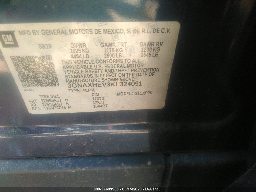 2019 CHEVROLET EQUINOX LS - 3GNAXHEV3KL324091