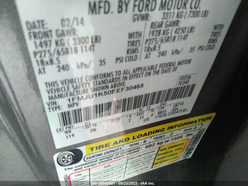 2014 FORD EXPEDITION LIMITED - 1FMJU1K50EEF30465