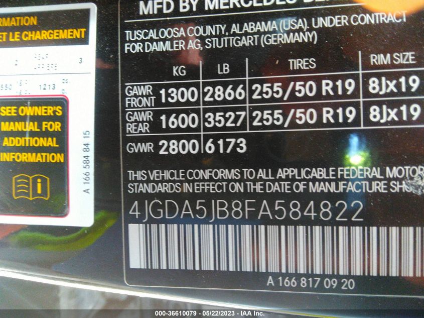 2015 MERCEDES-BENZ M-CLASS ML 350 - 4JGDA5JB8FA584822