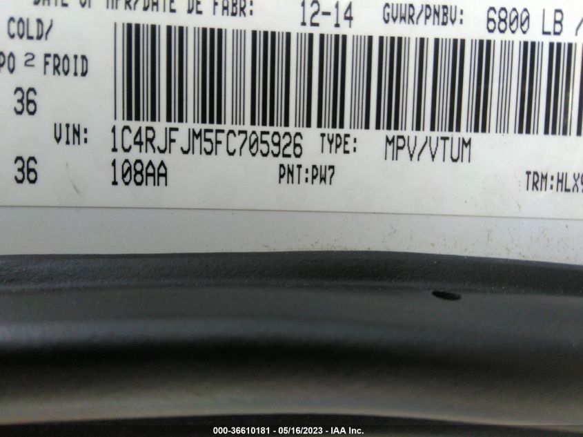 2015 JEEP GRAND CHEROKEE SUMMIT - 1C4RJFJM5FC705926