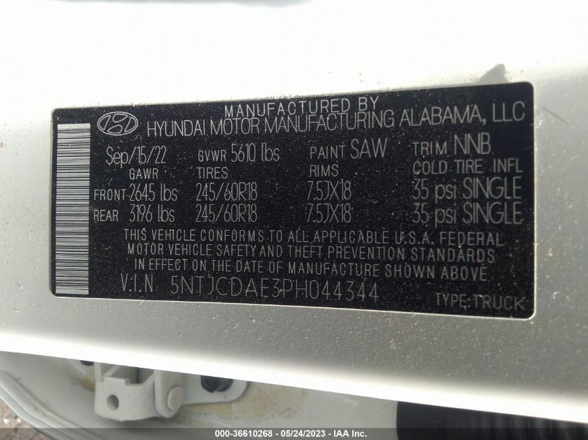 2023 HYUNDAI SANTA CRUZ SEL - 5NTJCDAE3PH044344