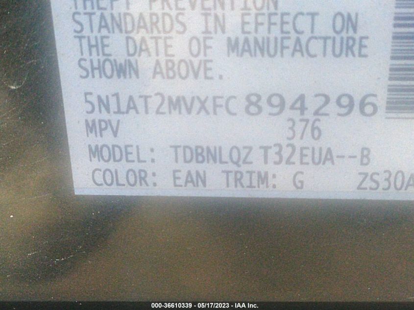 2015 NISSAN ROGUE SV - 5N1AT2MVXFC894296
