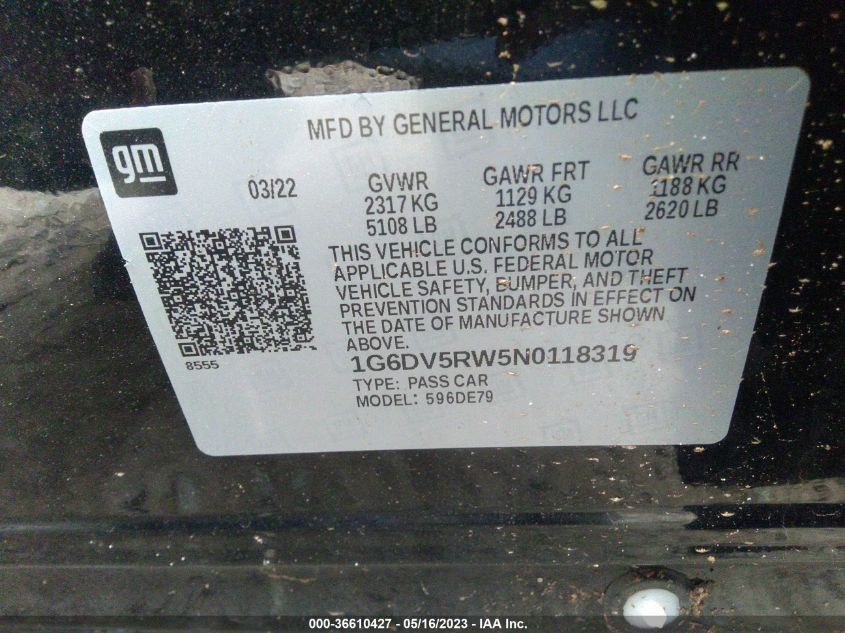 2022 CADILLAC CT5-V - 1G6DV5RW5N0118319