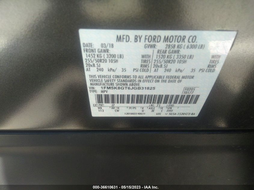 2018 FORD EXPLORER SPORT - 1FM5K8GT6JGB31825
