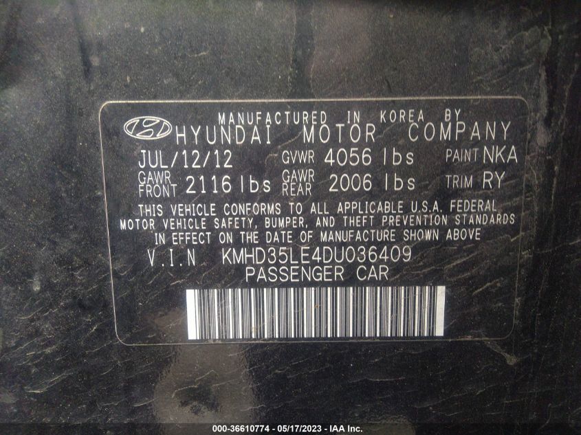 2013 HYUNDAI ELANTRA GT - KMHD35LE4DU036409