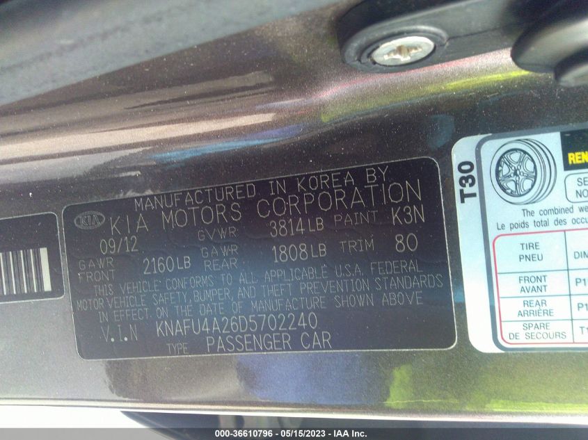 2013 KIA FORTE EX - KNAFU4A26D5702240