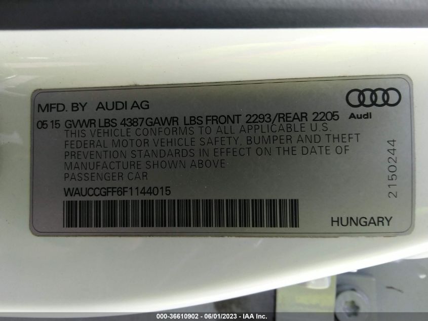 2015 AUDI A3 1.8T PREMIUM PLUS - WAUCCGFF6F1144015