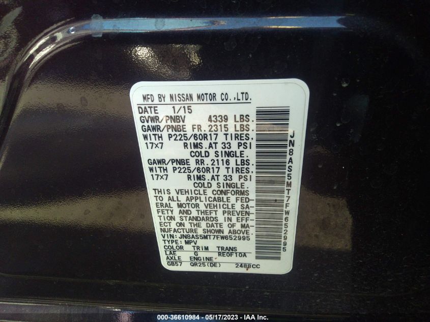 2015 NISSAN ROGUE SELECT S - JN8AS5MT7FW652995