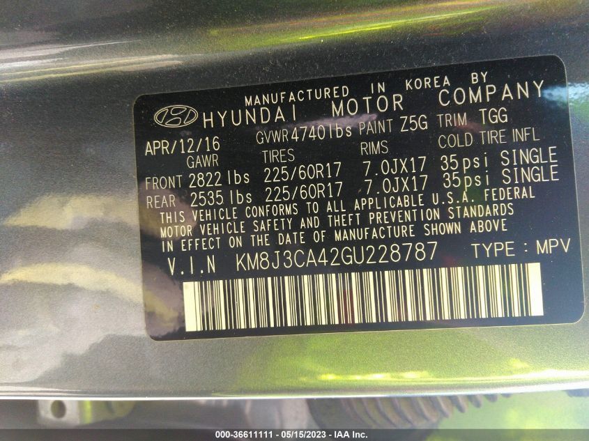 2016 HYUNDAI TUCSON SE - KM8J3CA42GU228787