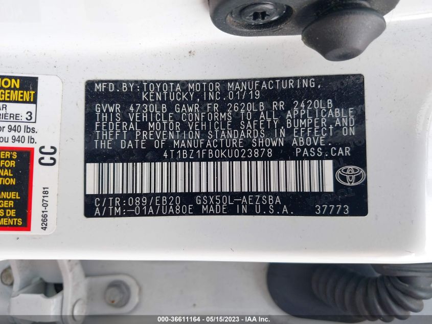 2019 TOYOTA AVALON XLE/TOURING/LIMITED/XSE - 4T1BZ1FB0KU023878