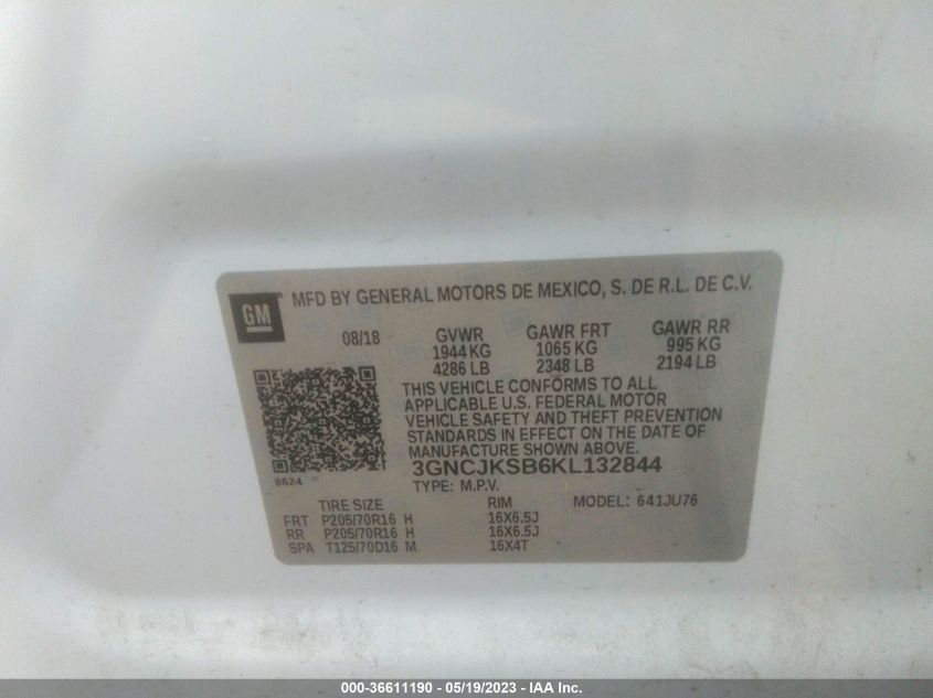 2019 CHEVROLET TRAX LS - 3GNCJKSB6KL132844