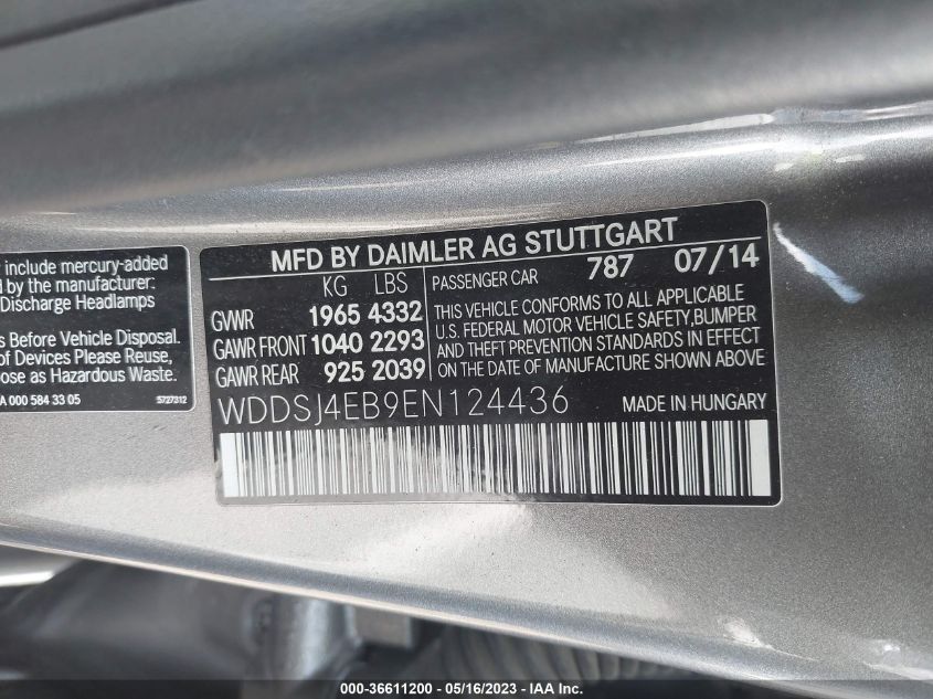2014 MERCEDES-BENZ CLA-CLASS CLA 250 - WDDSJ4EB9EN124436
