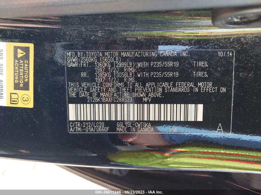 2015 LEXUS RX 350 - 2T2BK1BAXFC288523
