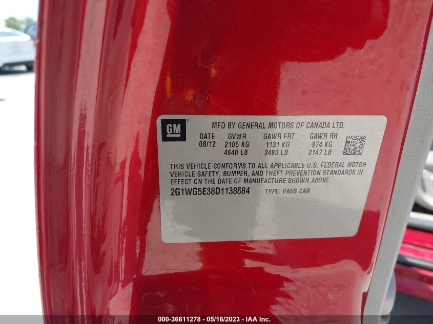 2013 CHEVROLET IMPALA LT - 2G1WG5E38D1138684