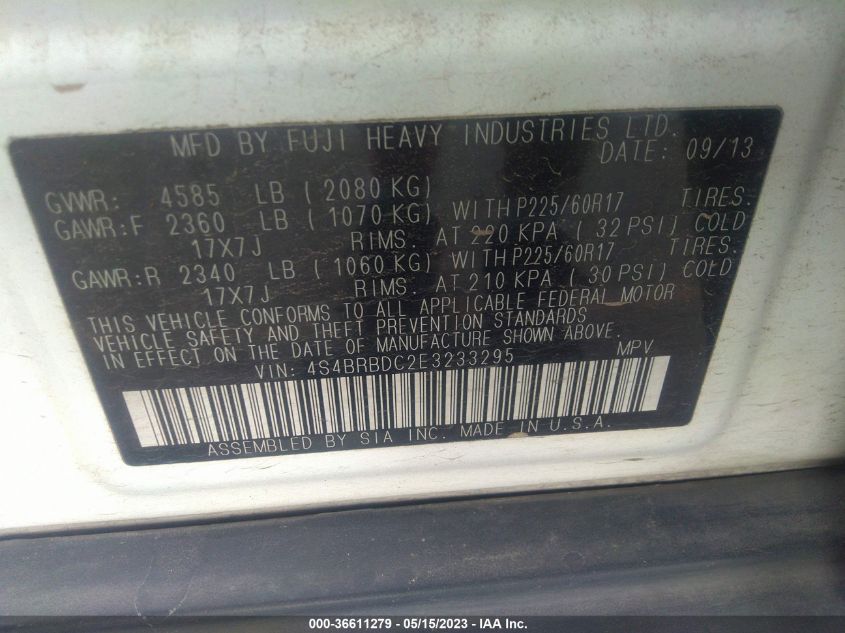 2014 SUBARU OUTBACK 2.5I PREMIUM - 4S4BRBDC2E3233295