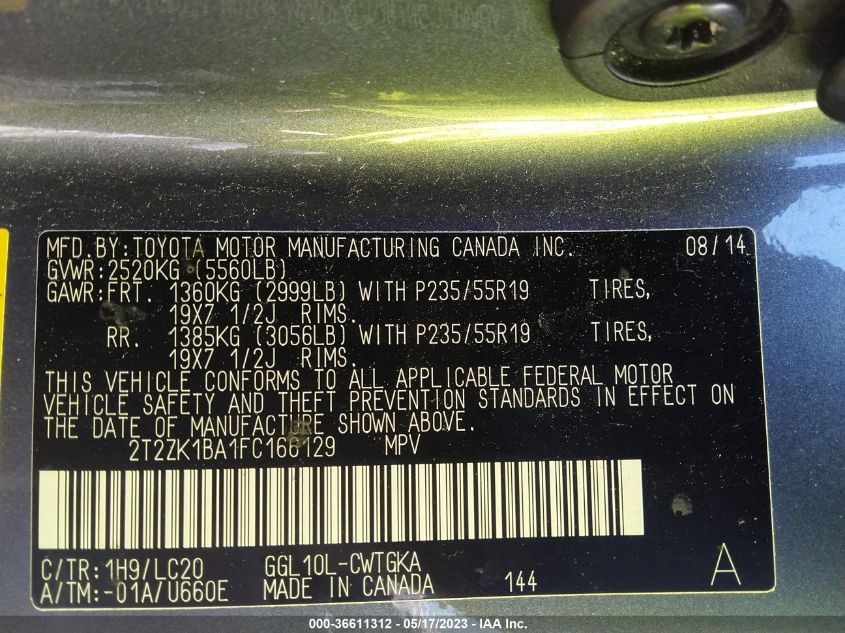 2015 LEXUS RX 350 - 2T2ZK1BA1FC166129