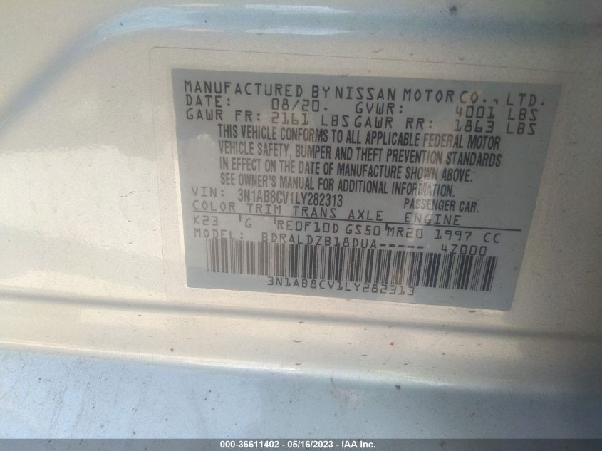 2020 NISSAN SENTRA SV - 3N1AB8CV1LY282313