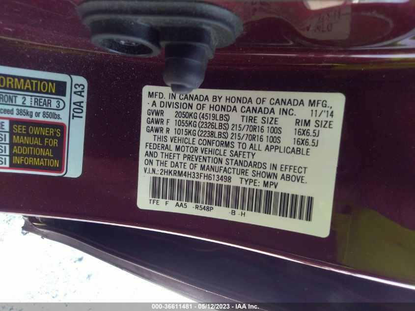 2015 HONDA CR-V LX - 2HKRM4H33FH613498