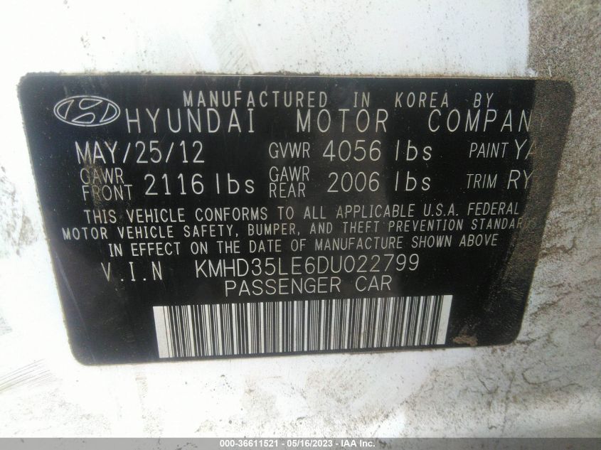 2013 HYUNDAI ELANTRA GT - KMHD35LE6DU022799