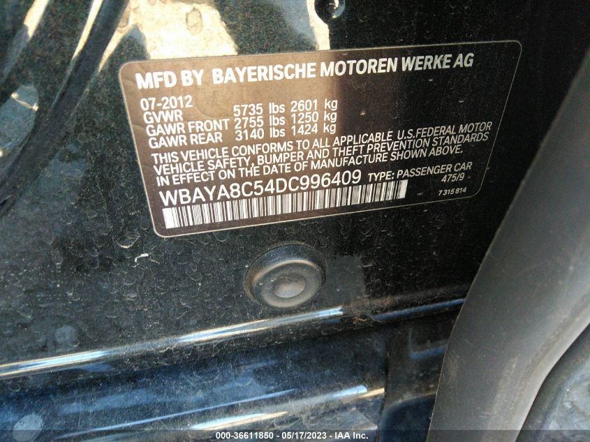 2013 BMW 7 SERIES 750I - WBAYA8C54DC996409