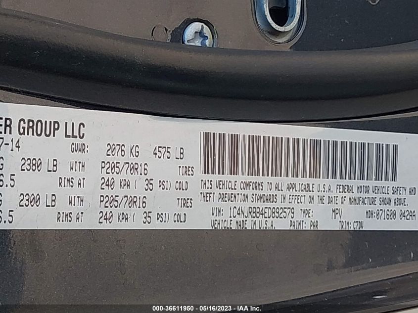 2014 JEEP PATRIOT SPORT - 1C4NJRBB4ED892579