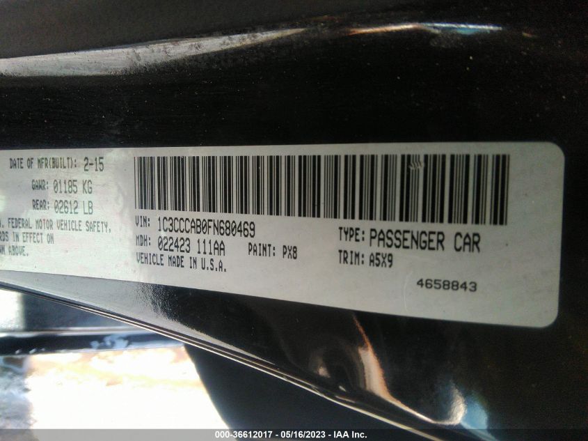 2015 CHRYSLER 200 LIMITED - 1C3CCCAB0FN680469