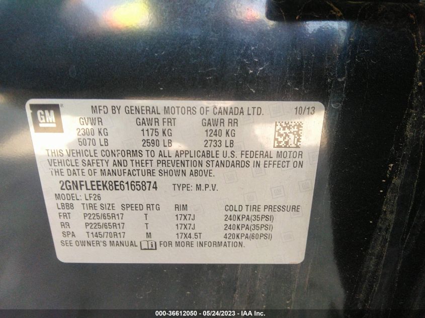 2014 CHEVROLET EQUINOX LS - 2GNFLEEK8E6165874