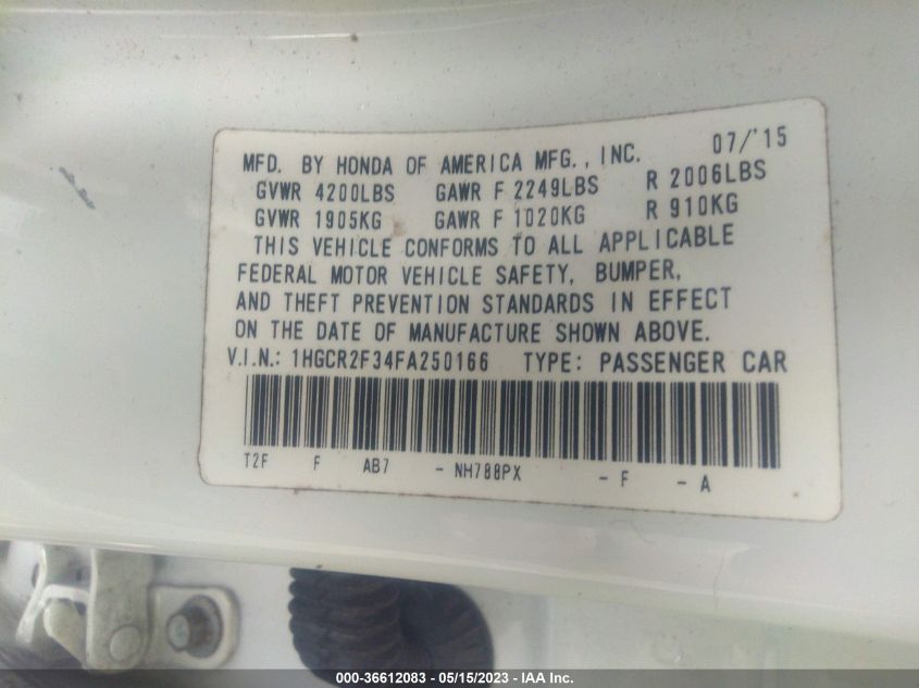 2015 HONDA ACCORD SEDAN LX - 1HGCR2F34FA250166