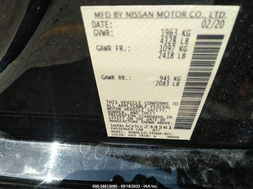 2020 NISSAN ALTIMA 2.5 SR - 1N4BL4CV3LC234561