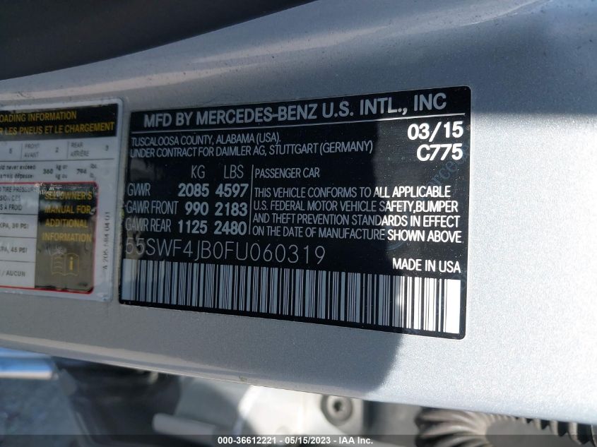 2015 MERCEDES-BENZ C-CLASS C 300 - 55SWF4JB0FU060319