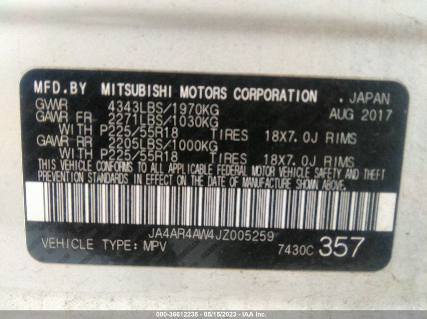 2018 MITSUBISHI OUTLANDER SPORT SEL 2.4 - JA4AR4AW4JZ005259
