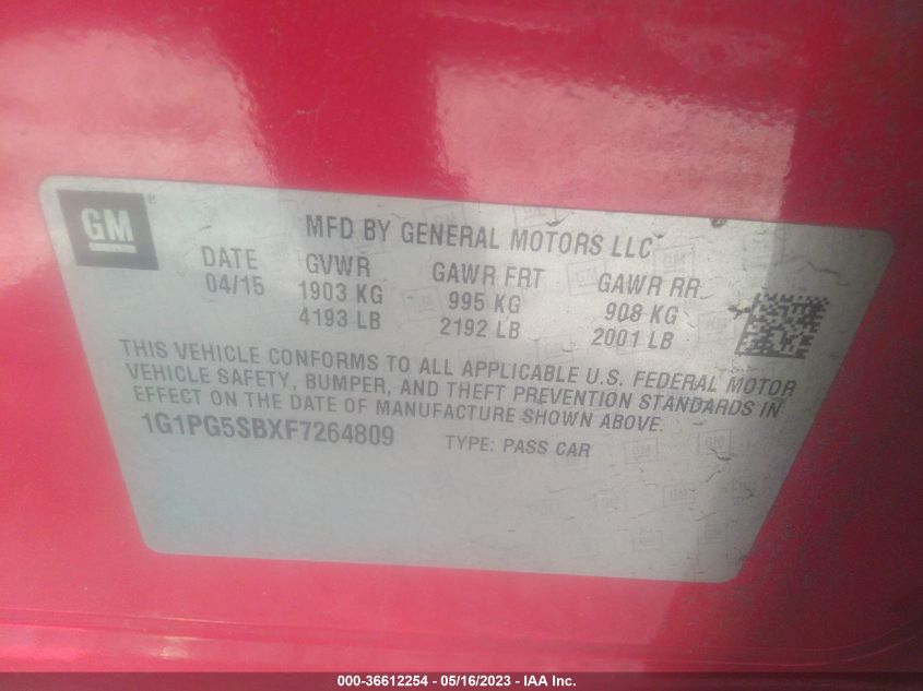 2015 CHEVROLET CRUZE LTZ - 1G1PG5SBXF7264809