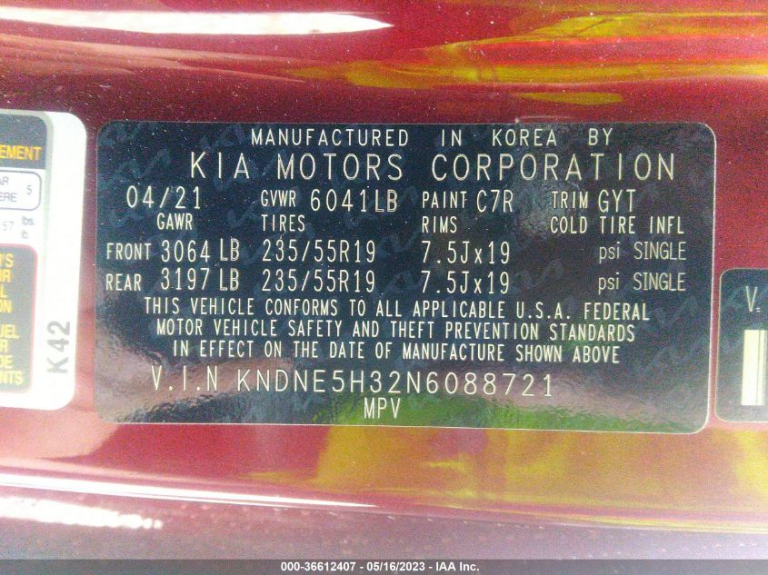 2022 KIA CARNIVAL SX PRESTIGE - KNDNE5H32N6088721