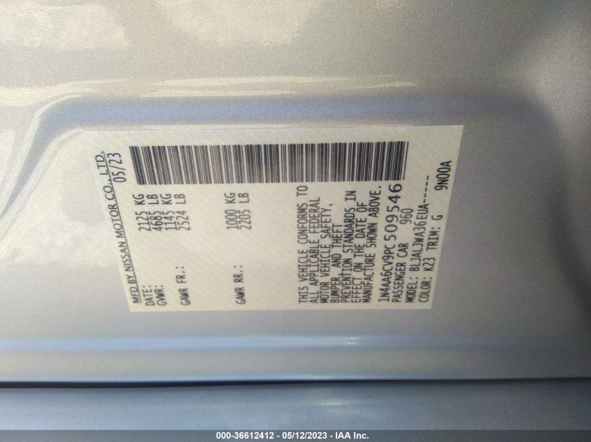 2023 NISSAN MAXIMA SV - 1N4AA6CV9PC509546