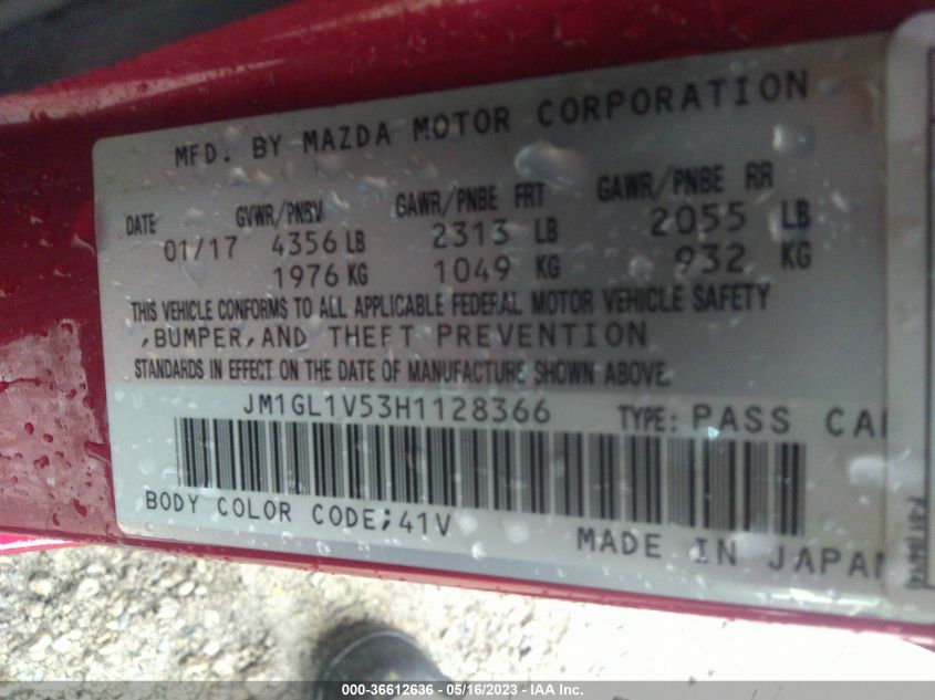 2017 MAZDA MAZDA6 TOURING - JM1GL1V53H1128366