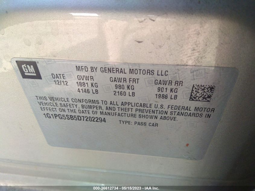 2013 CHEVROLET CRUZE LTZ - 1G1PG5SB5D7202294