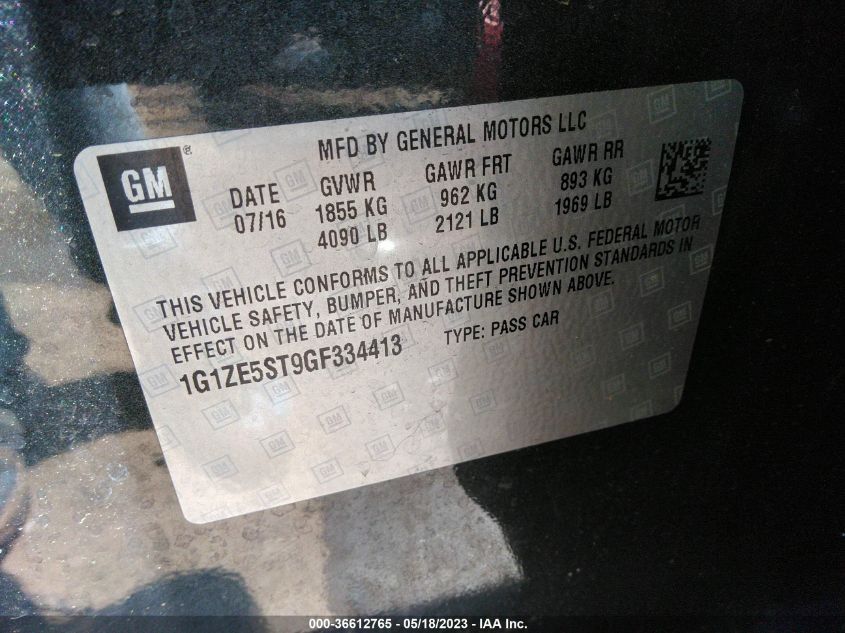2016 CHEVROLET MALIBU LT - 1G1ZE5ST9GF334413