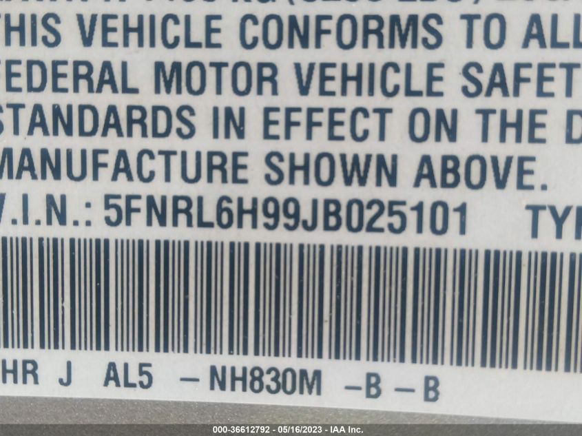 2018 HONDA ODYSSEY ELITE - 5FNRL6H99JB025101