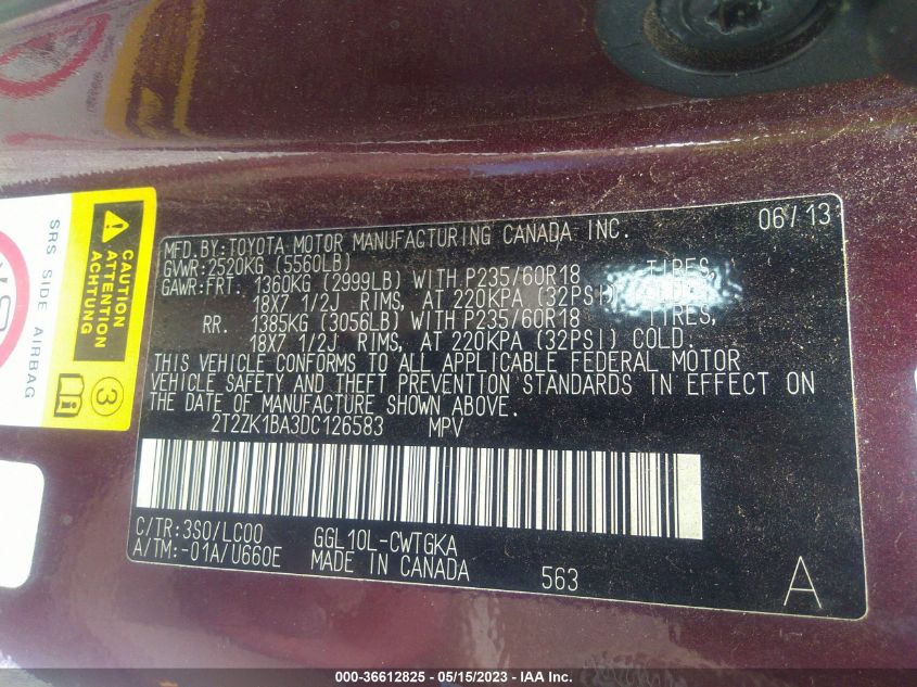 2013 LEXUS RX 350 - 2T2ZK1BA3DC126583