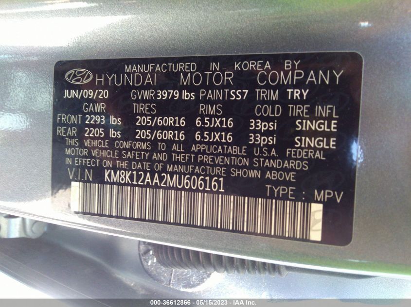 2021 HYUNDAI KONA SE - KM8K12AA2MU606161