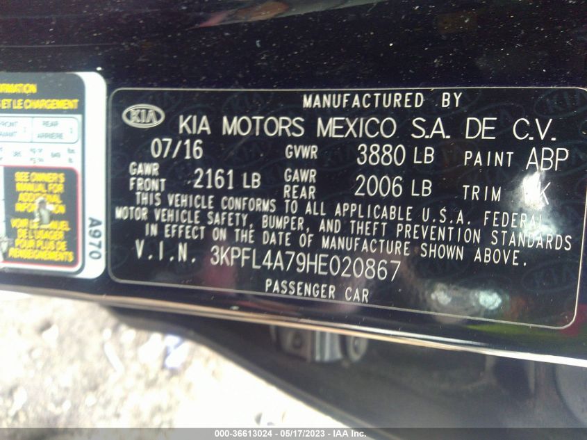 2017 KIA FORTE S - 3KPFL4A79HE020867