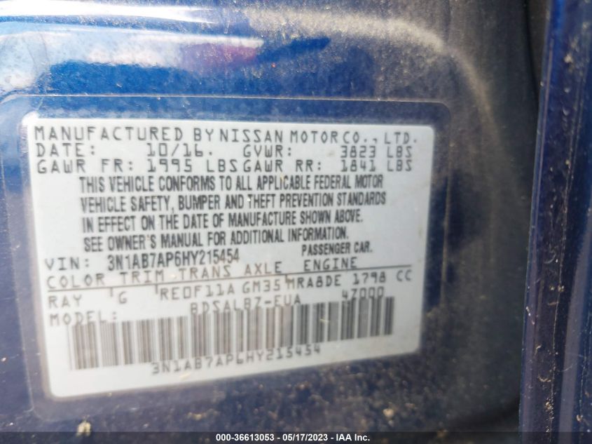 2017 NISSAN SENTRA S - 3N1AB7AP6HY215454