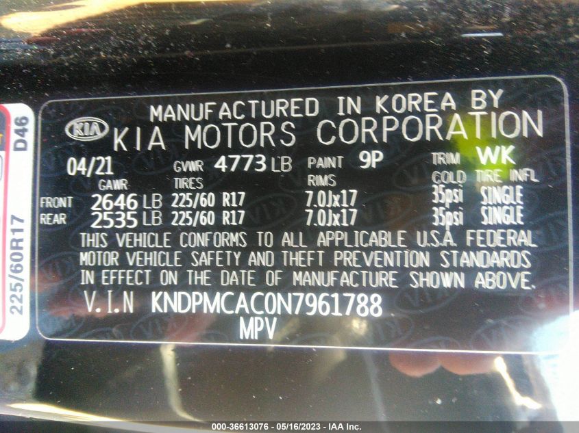 2022 KIA SPORTAGE LX - KNDPMCAC0N7961788