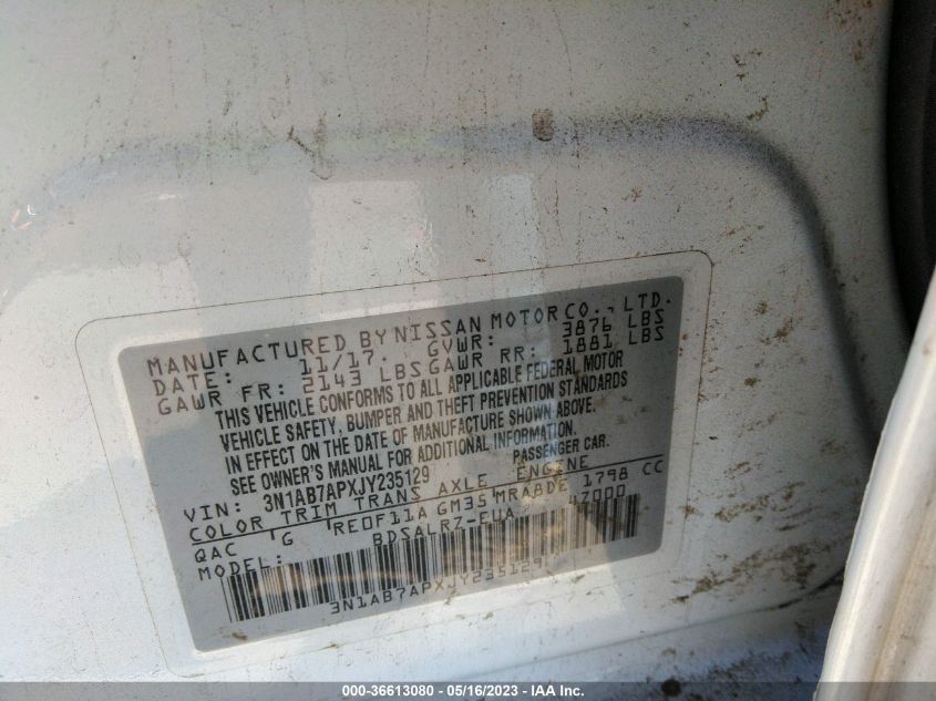 2018 NISSAN SENTRA SR - 3N1AB7APXJY235129