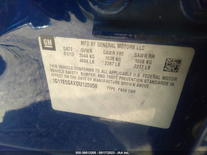 2013 CHEVROLET MALIBU LT - 1G11E5SAXDU125958