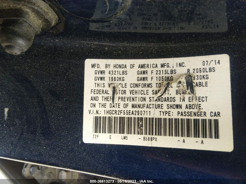 2014 HONDA ACCORD SEDAN SPORT - 1HGCR2F55EA290711