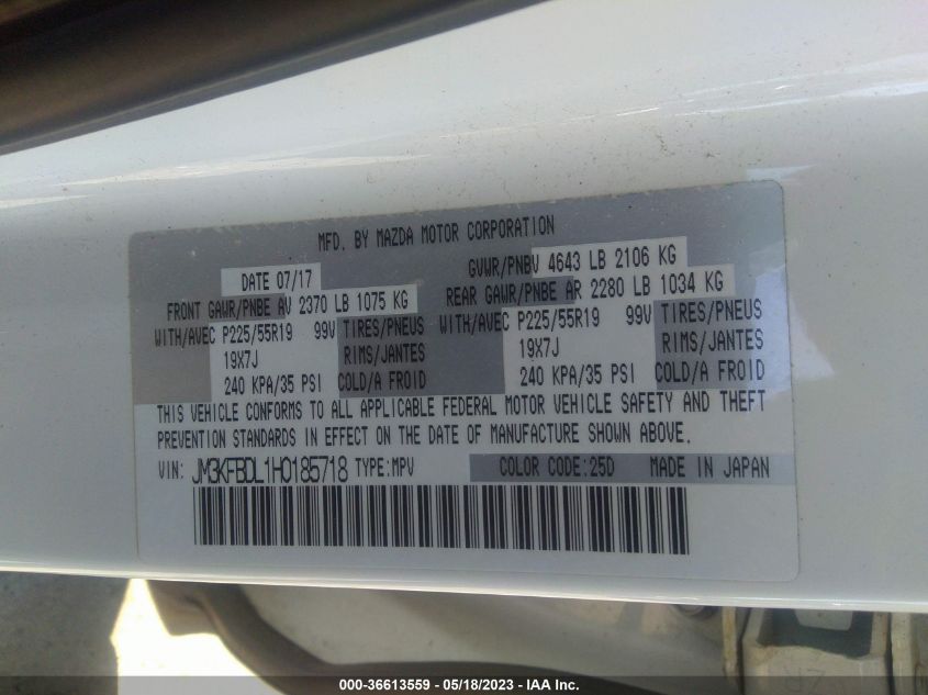 2017 MAZDA CX-5 GRAND TOURING - JM3KFBDL1H0185718