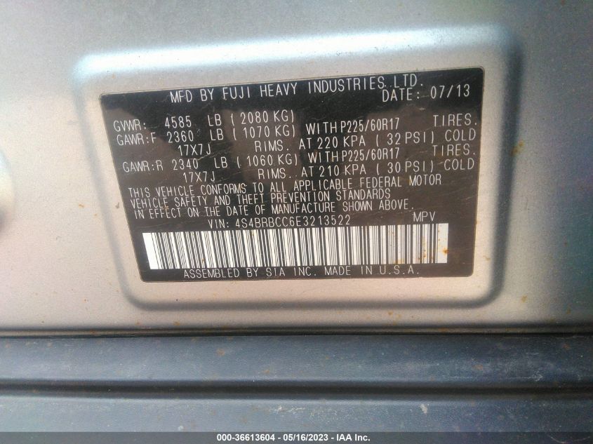 2014 SUBARU OUTBACK 2.5I PREMIUM - 4S4BRBCC6E3213522