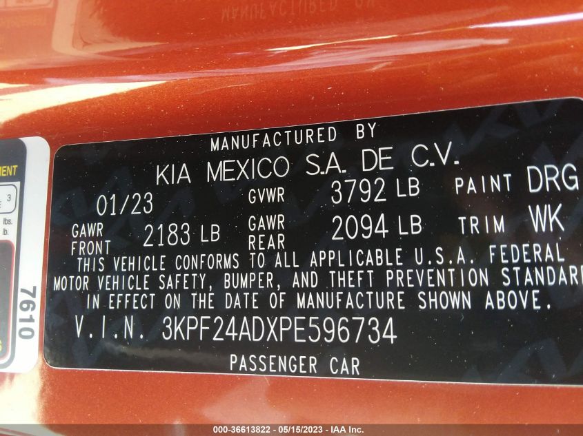 2023 KIA FORTE LXS - 3KPF24ADXPE596734